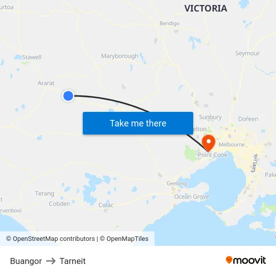 Buangor to Tarneit map