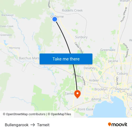 Bullengarook to Tarneit map