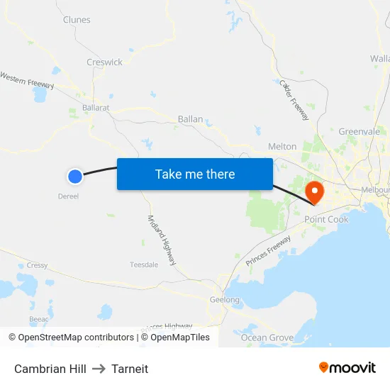 Cambrian Hill to Tarneit map