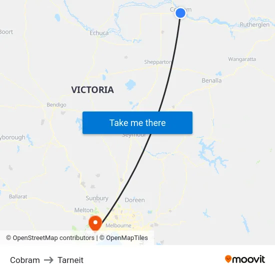 Cobram to Tarneit map