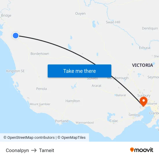 Coonalpyn to Tarneit map