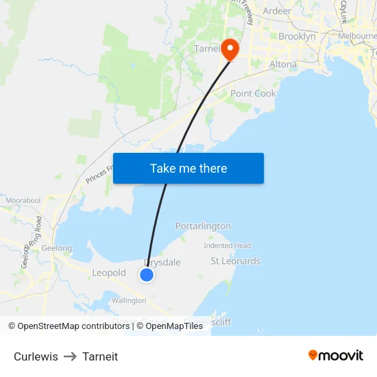 Curlewis to Tarneit map