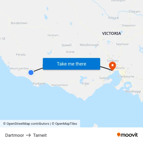 Dartmoor to Tarneit map
