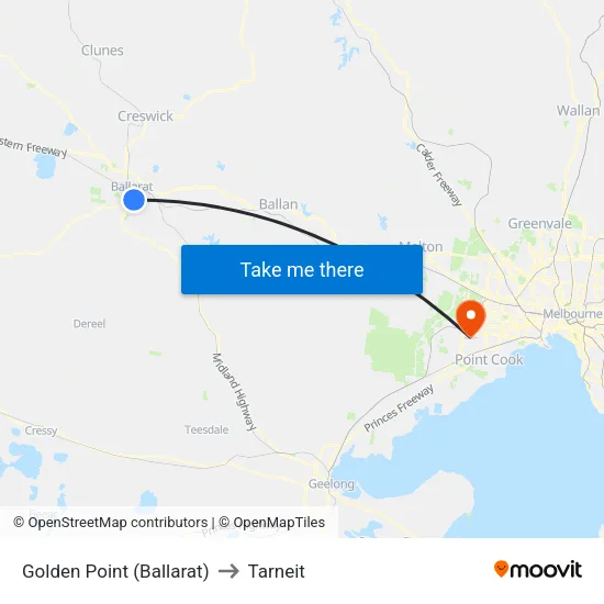 Golden Point (Ballarat) to Tarneit map
