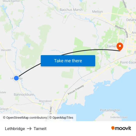 Lethbridge to Tarneit map
