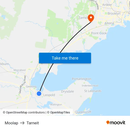Moolap to Tarneit map