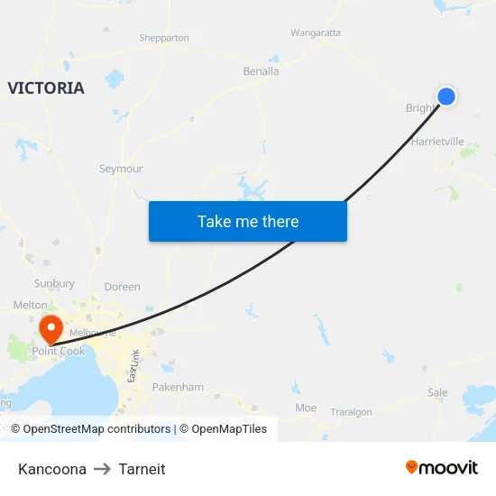 Kancoona to Tarneit map