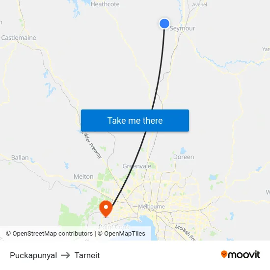 Puckapunyal to Tarneit map