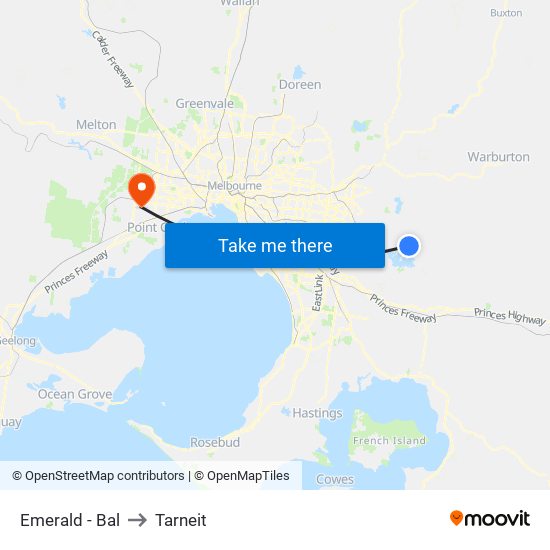 Emerald - Bal to Tarneit map