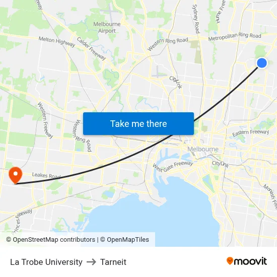 La Trobe University to Tarneit map