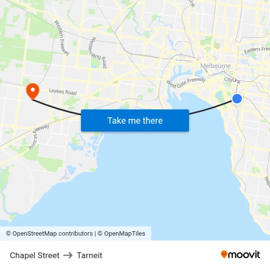 Chapel Street to Tarneit map