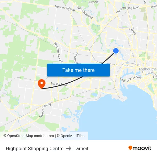 Highpoint Shopping Centre to Tarneit map