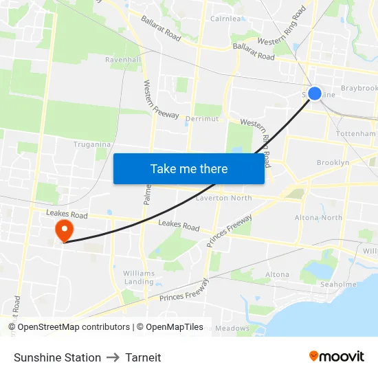 Sunshine Station to Tarneit map