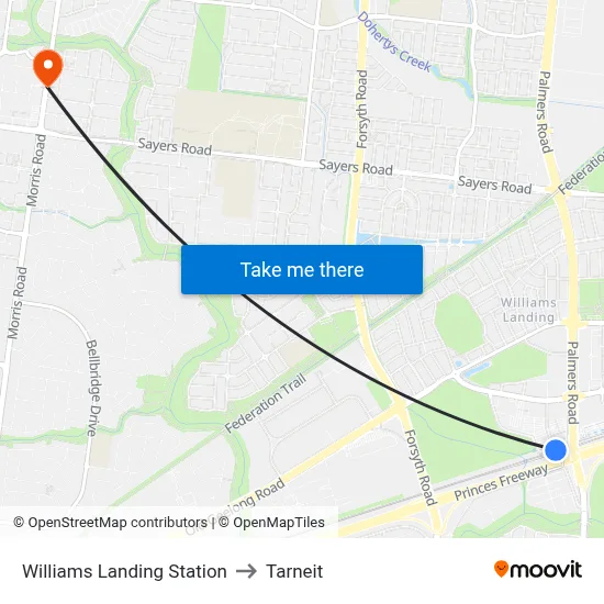 Williams Landing Station to Tarneit map