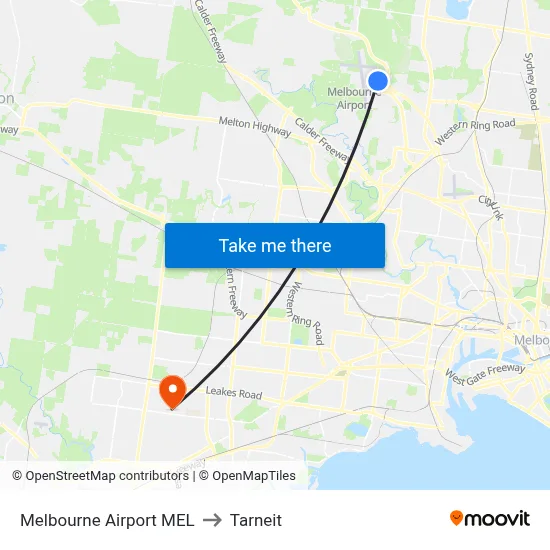Melbourne Airport MEL to Tarneit map