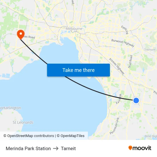 Merinda Park Station to Tarneit map