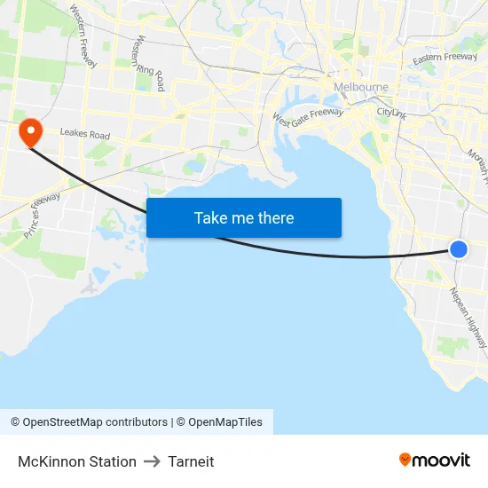McKinnon Station to Tarneit map