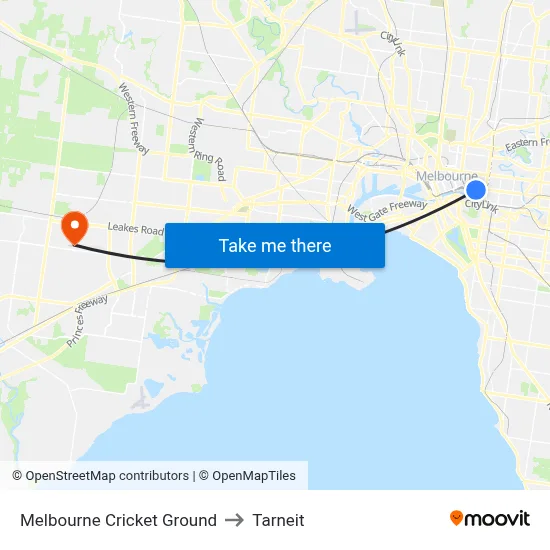 Melbourne Cricket Ground to Tarneit map