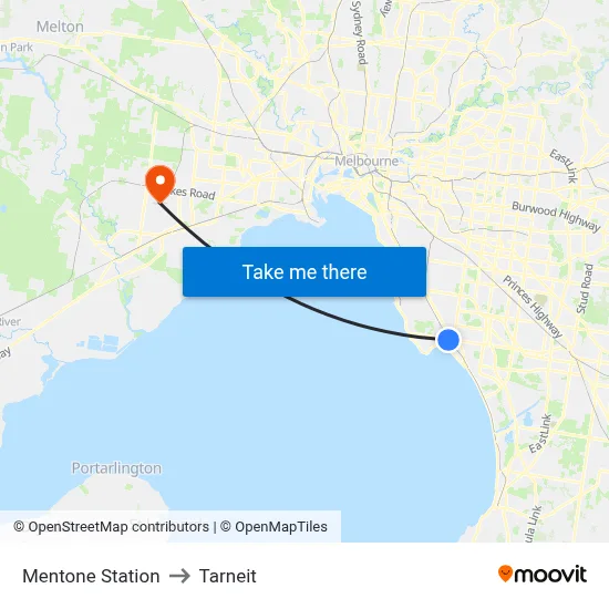 Mentone Station to Tarneit map