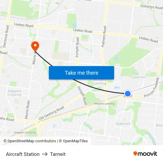 Aircraft Station to Tarneit map