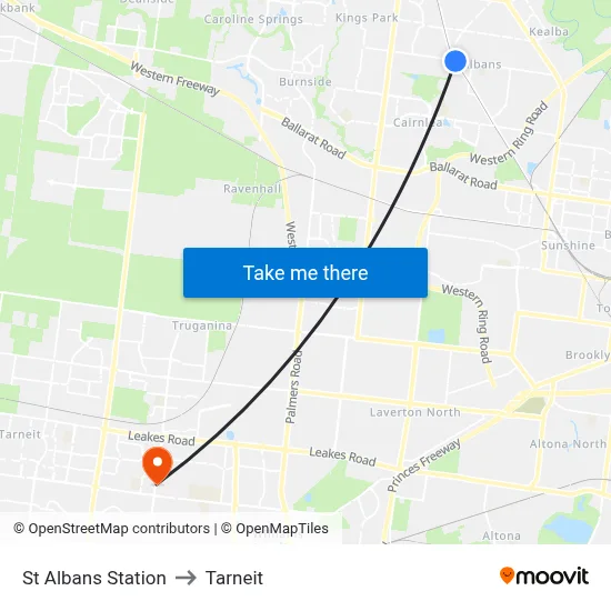 St Albans Station to Tarneit map