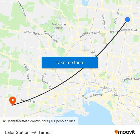 Lalor Station to Tarneit map