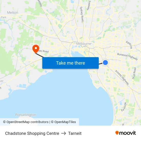 Chadstone Shopping Centre to Tarneit map