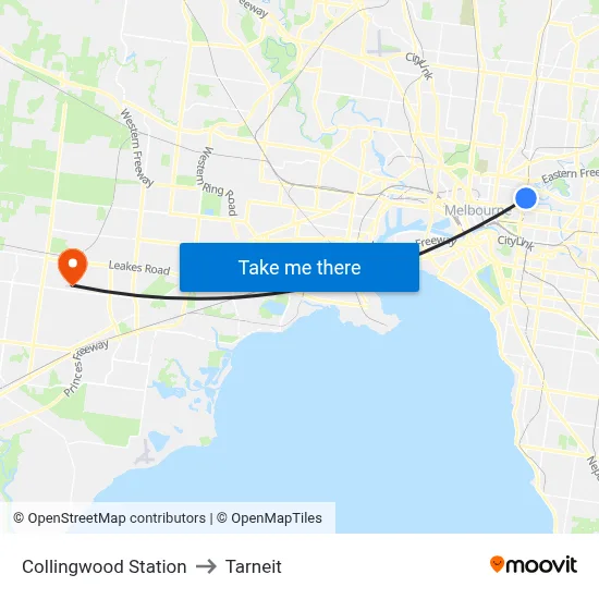 Collingwood Station to Tarneit map