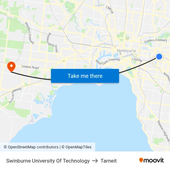 Swinburne University Of Technology to Tarneit map