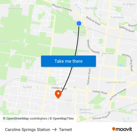 Caroline Springs Station to Tarneit map