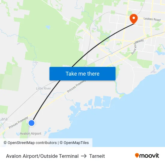 Avalon Airport/Outside Terminal to Tarneit map