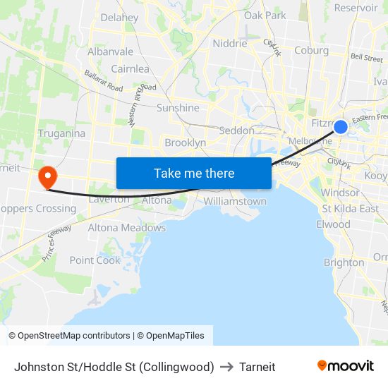 Johnston St/Hoddle St (Collingwood) to Tarneit map