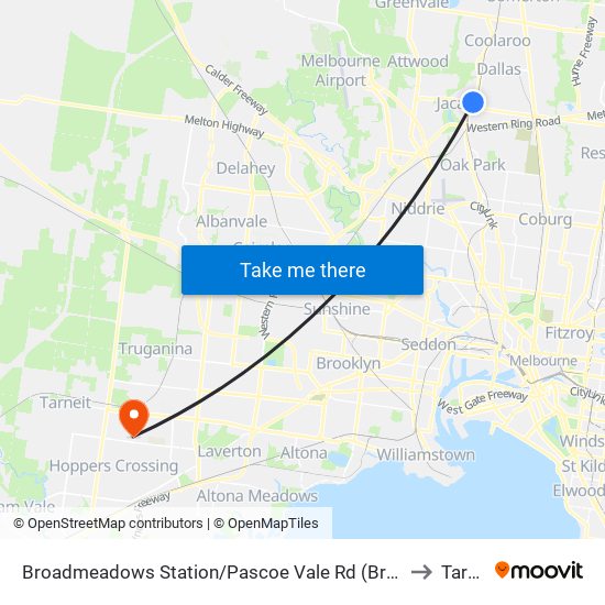 Broadmeadows Station/Pascoe Vale Rd (Broadmeadows) to Tarneit map