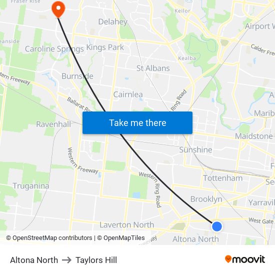 Altona North to Taylors Hill map