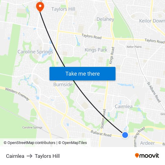 Cairnlea to Taylors Hill map