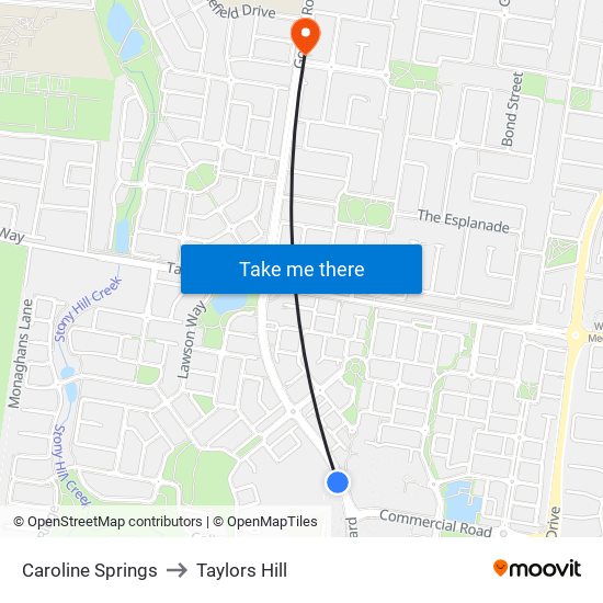 Caroline Springs to Taylors Hill map