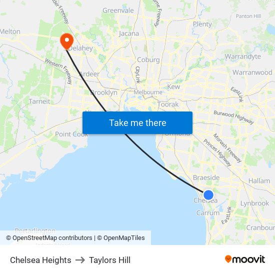 Chelsea Heights to Taylors Hill map