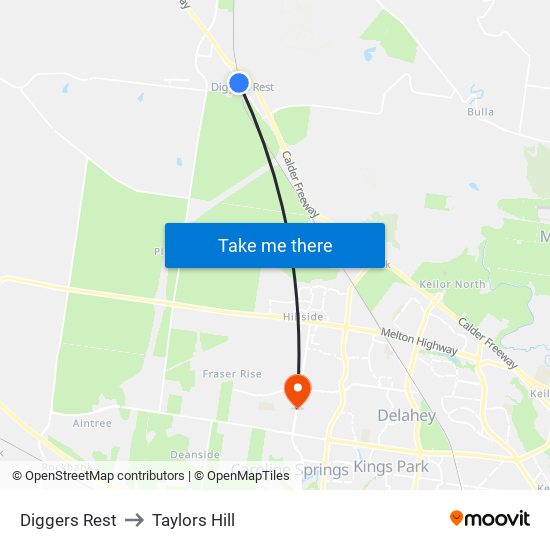 Diggers Rest to Taylors Hill map