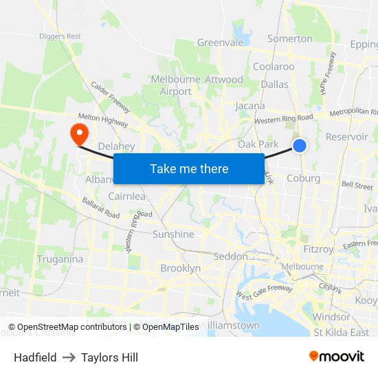Hadfield to Taylors Hill map