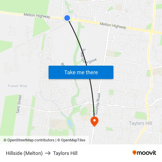 Hillside (Melton) to Taylors Hill map