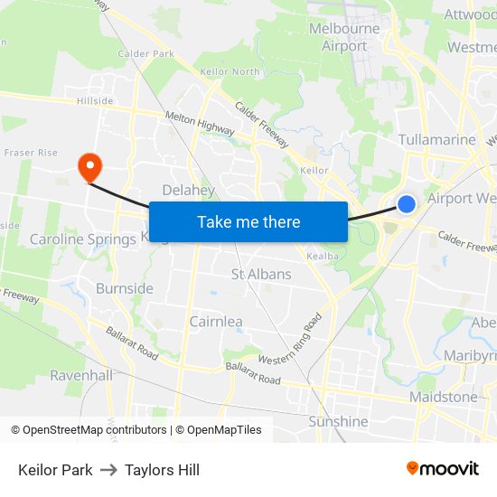 Keilor Park to Taylors Hill map