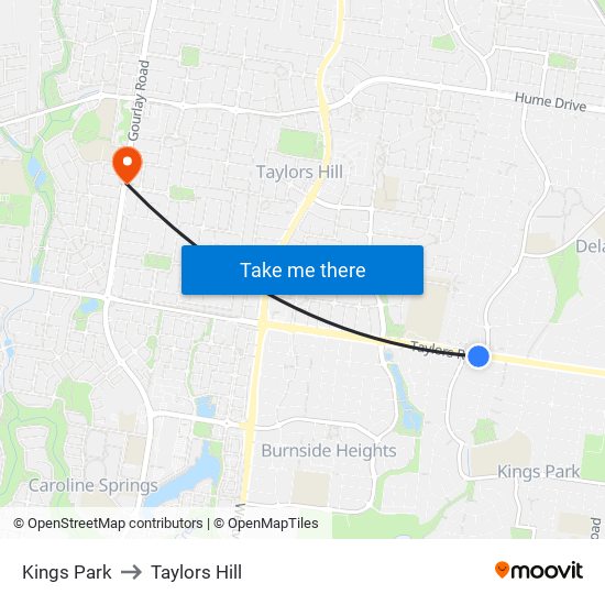 Kings Park to Taylors Hill map