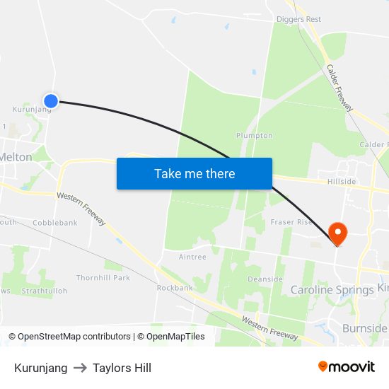 Kurunjang to Taylors Hill map