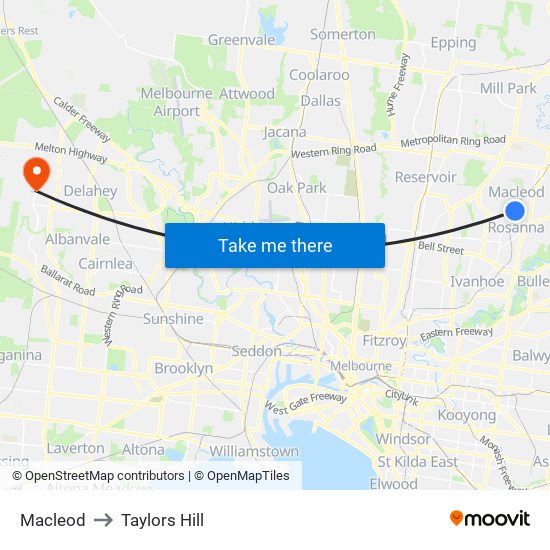 Macleod to Taylors Hill map