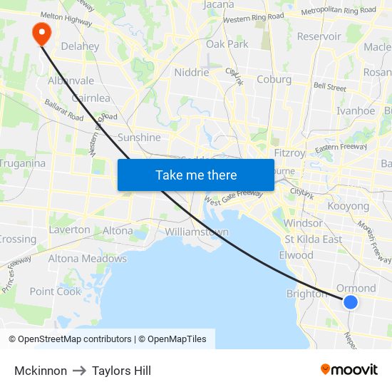 Mckinnon to Taylors Hill map