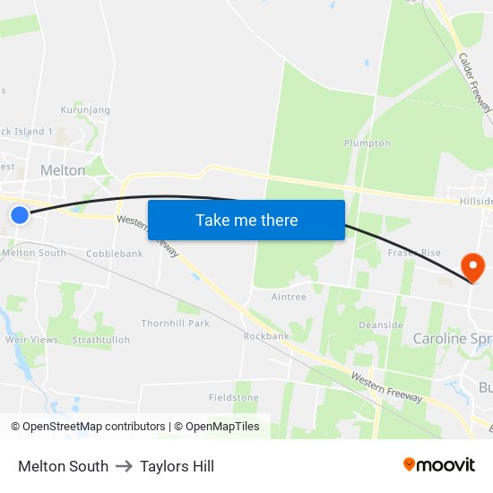 Melton South to Taylors Hill map