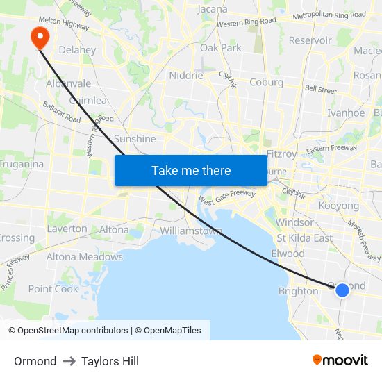 Ormond to Taylors Hill map