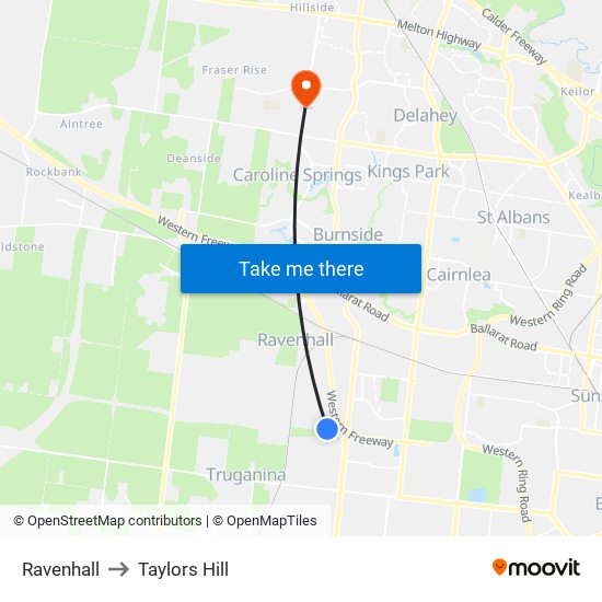 Ravenhall to Taylors Hill map