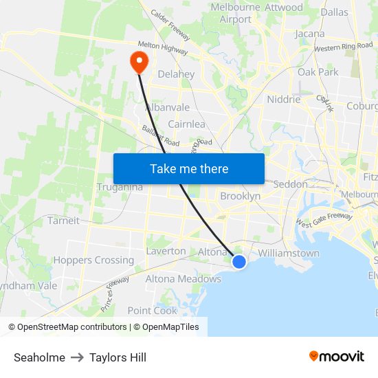 Seaholme to Taylors Hill map