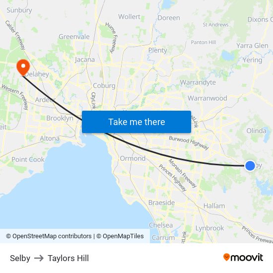 Selby to Taylors Hill map